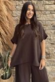 Pure Cotton Santos Keyhole Drape Back Top Coffee Bean